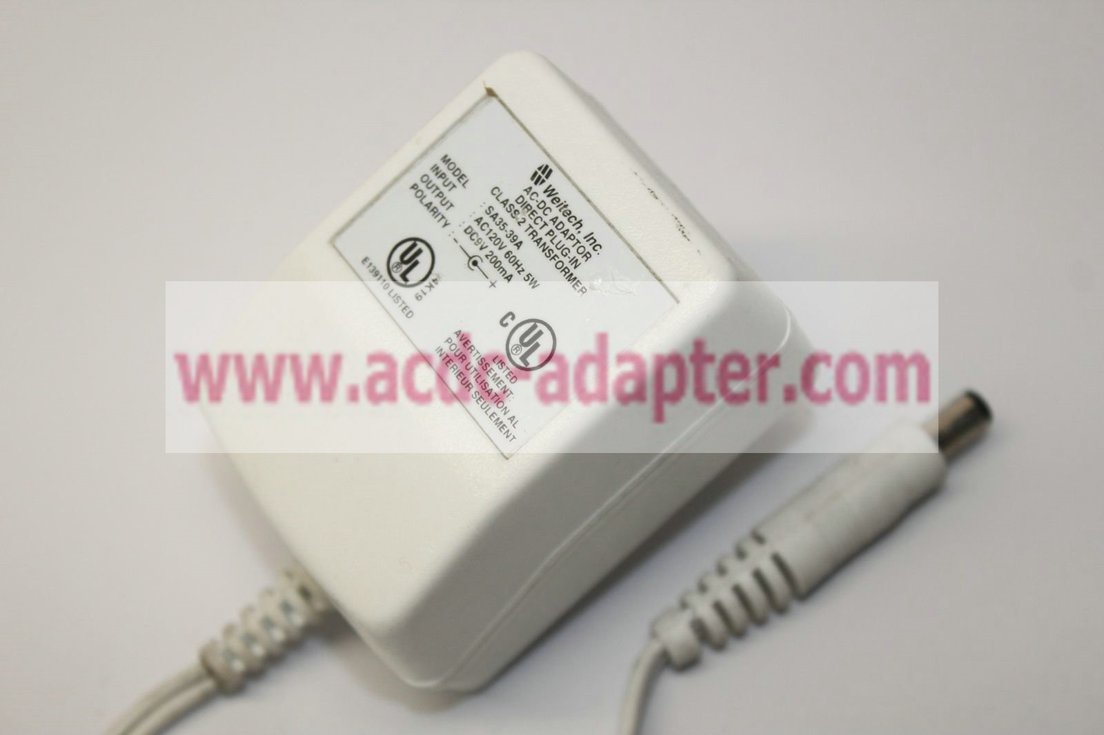 New Weitech SA35-39A 9V 200mA Plug In Class 2 Transformer AC/DC Adapter - Click Image to Close